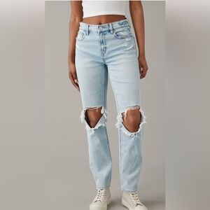 American Eagle Outfitters super high rise ankle straight jeans.